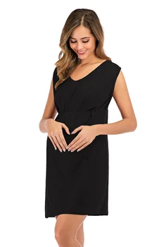 

New Maternity Wear Fashionable Personality Beautiful and Comfortable Knitted Round Neck Sleeveless Maternity Dress