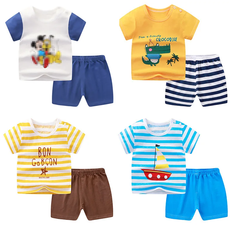 Fashion Boy Clothes Short Sleeve Baby Girl Summer Clothing Set Car Truck T Shirt Suit Casual Cotton Outfit Kid Clothes baby knitted clothing set