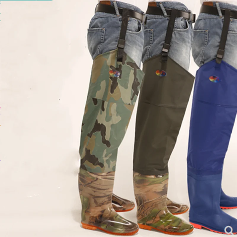 Eu 36-47 Waterproof Anti Wear Fishing boots Non-slip Rain Boots Wading suit one-piece rain boots Outdoor farming