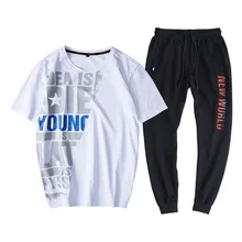 9XL Летняя мужская спортивная одежда футболка с буквенным принтом толстовка+ штаны Мужские штаны для бега повседневное тренировочное снаряжение комплект спортивный костюм