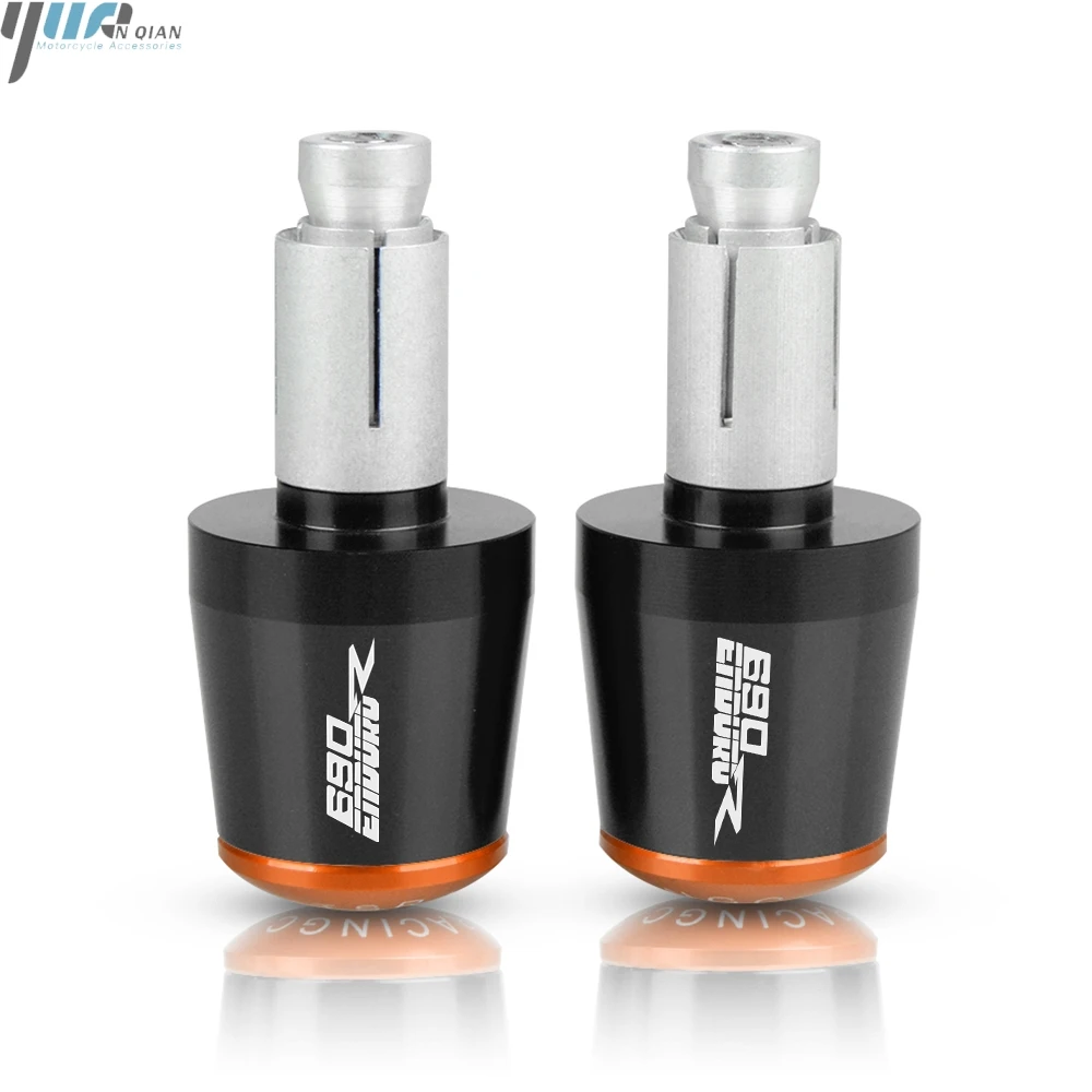 Black Orange For KTM 690 EnduRoR 690 EnduRo R Motorcycle Motorcycle Accessories 7/8" 22MM Handlebar Hand Grips Handle Bar End Cap - Цвет: Black Orange