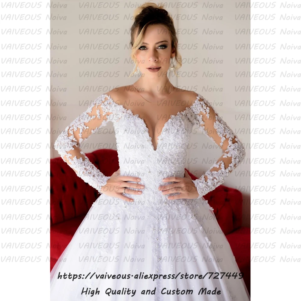 Robe de Mariee Sexy Boho Wedding Dress Custom Made Wedding Gowns White Lace Long Sleeve Wedding Dresses Vestido De Noiva
