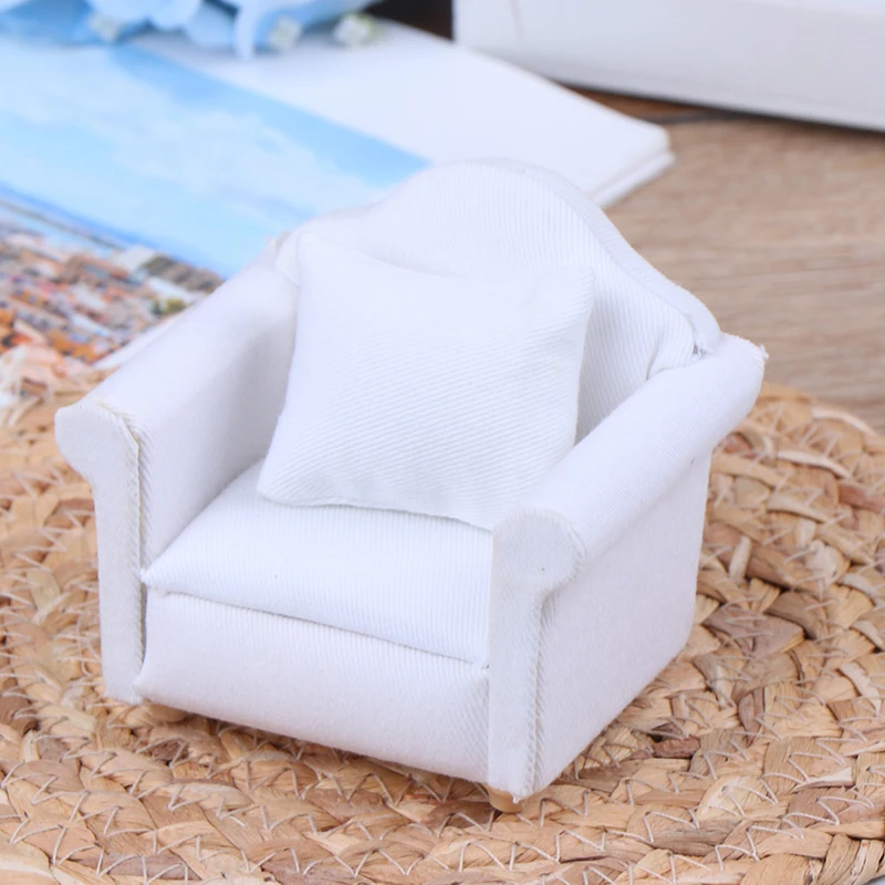 1/12 кукольный домик белый диван со спинкой подушка мини-диван стул мебель модель игрушки для кукольного дома украшения Миниатюрные аксессуары