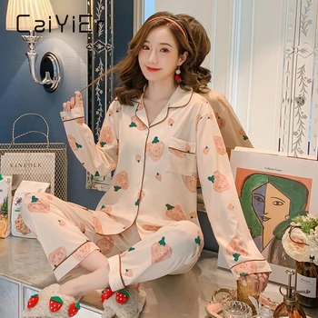 

CAIYIER Spring Lovely Bear Nightwear Winter Long Sleeve Sleepwear Girls Soft Pajamas Set Loungewear Women Clothes pijama mujer