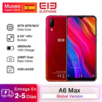 

ELEPHONE A6 MAX 4GB 64GB Smartphone 6.53'' Screen MT6762V 20MP Front Camera Face Fingerprint Unlock Mobile Phones Android 9.0