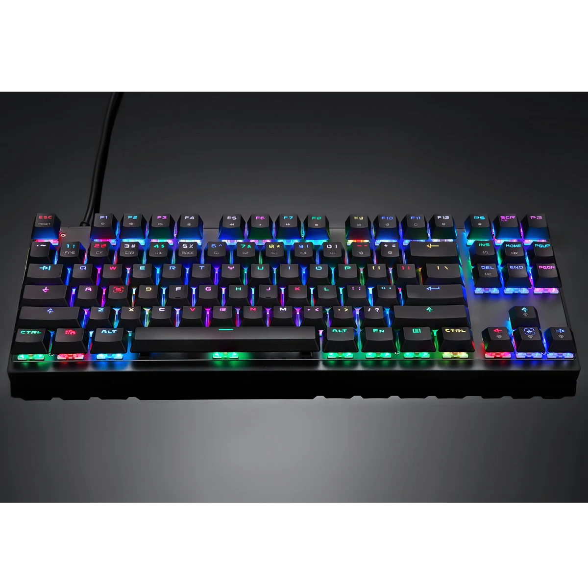 K82 механическая клавиатура Проводная RGB подсветка светящиеся игровые клавиатуры 87 клавиш Черный Розовый Многофункциональный американская клавиатура