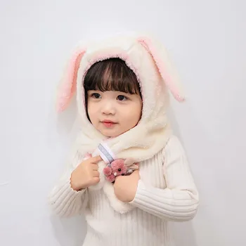 

Baby Winter Hats Caps for Toddler Baby Girls Winter Cute Rabbit Earflap Thick Warm Neckerchief Conjoined Hat Baby Bonnet шапка
