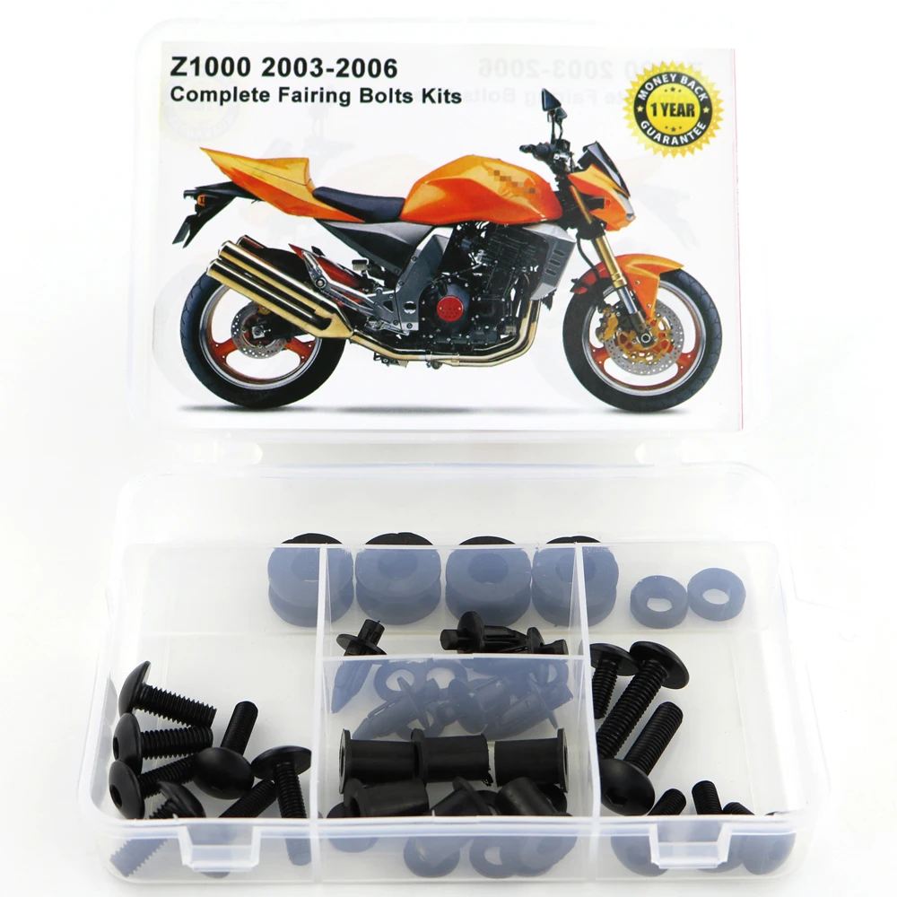 Для Kawasaki Z1000 2003 2004 2005 2006 мотоцикл Полный Обтекатель Болты Комплект винты гайки для обтекателя зажимы OEM стиль сталь - Цвет: Black