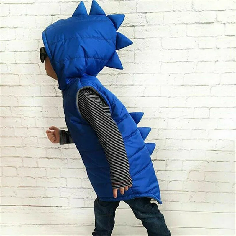 PUDCOCO/однотонное пальто с капюшоном и рисунком динозавра для маленьких девочек и мальчиков, верхняя одежда, детские куртки, зимняя теплая одежда, От 0 до 6 лет