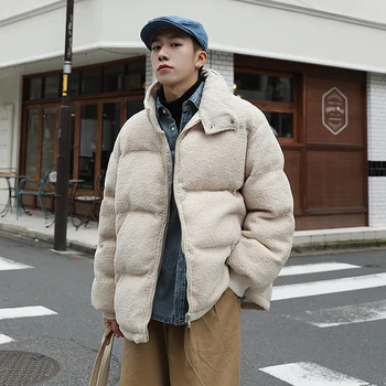 

Men's padded jacket new 2019 autumn/winter style slimmer heavy padded jacket loose lapel casual fashion youth men's wear