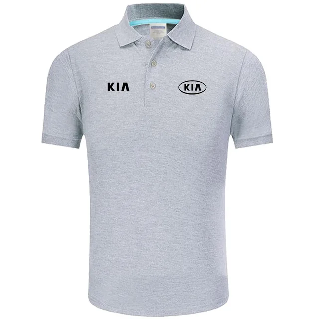 Высокое качество, логотип Kia Polo, Классическая брендовая мужская рубашка поло, мужская повседневная однотонная хлопковая рубашка поло с коротким рукавом d