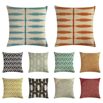 

Diagonal stripe pattern cushion cover oval splicing cushion cover linen car sofa cushion cover household decoration 45x45cm