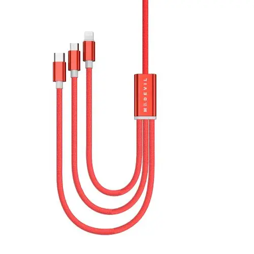 Madevil 3 в 1 кабель для быстрой зарядки для Micro usb type c кабель для зарядки iphone кабель мобильного телефона usb зарядное устройство - Цвет: Красный