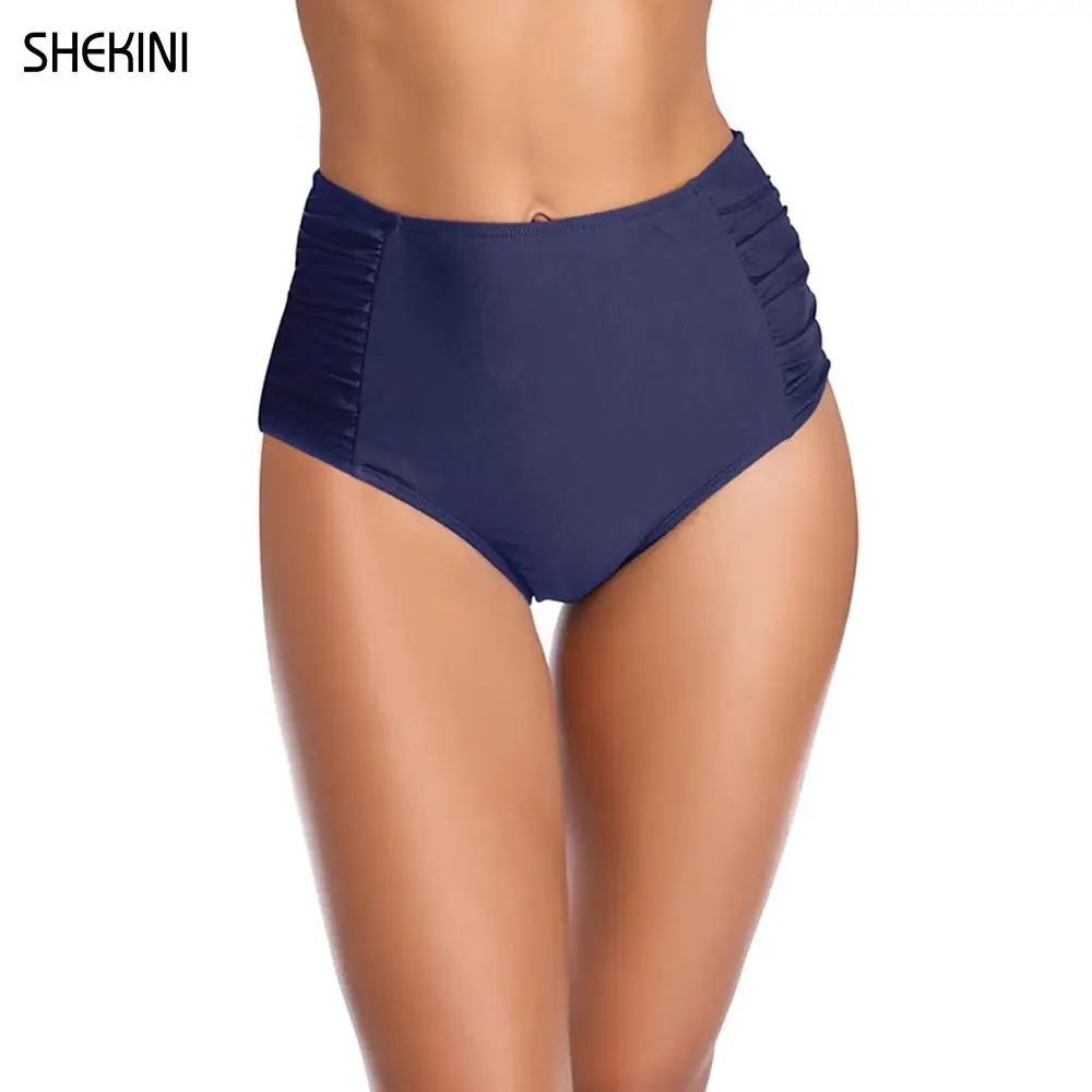 SHEKINI Women's Retro High Waisted Swim Bikini Bottom Ruched Side Swim Short Swimsuit Briefs Swimwear Panties Beachwear Tankini
