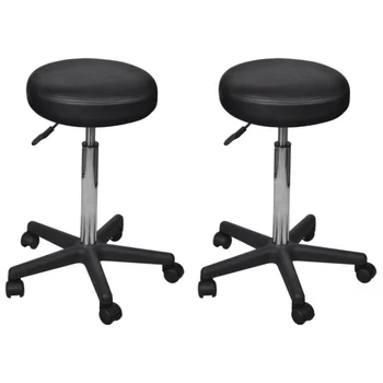 

[ES Warehouse] Office stools 2 pcs. black synthetic leather 35.5x98 cm, Free Shipping Spain Drop Shipping