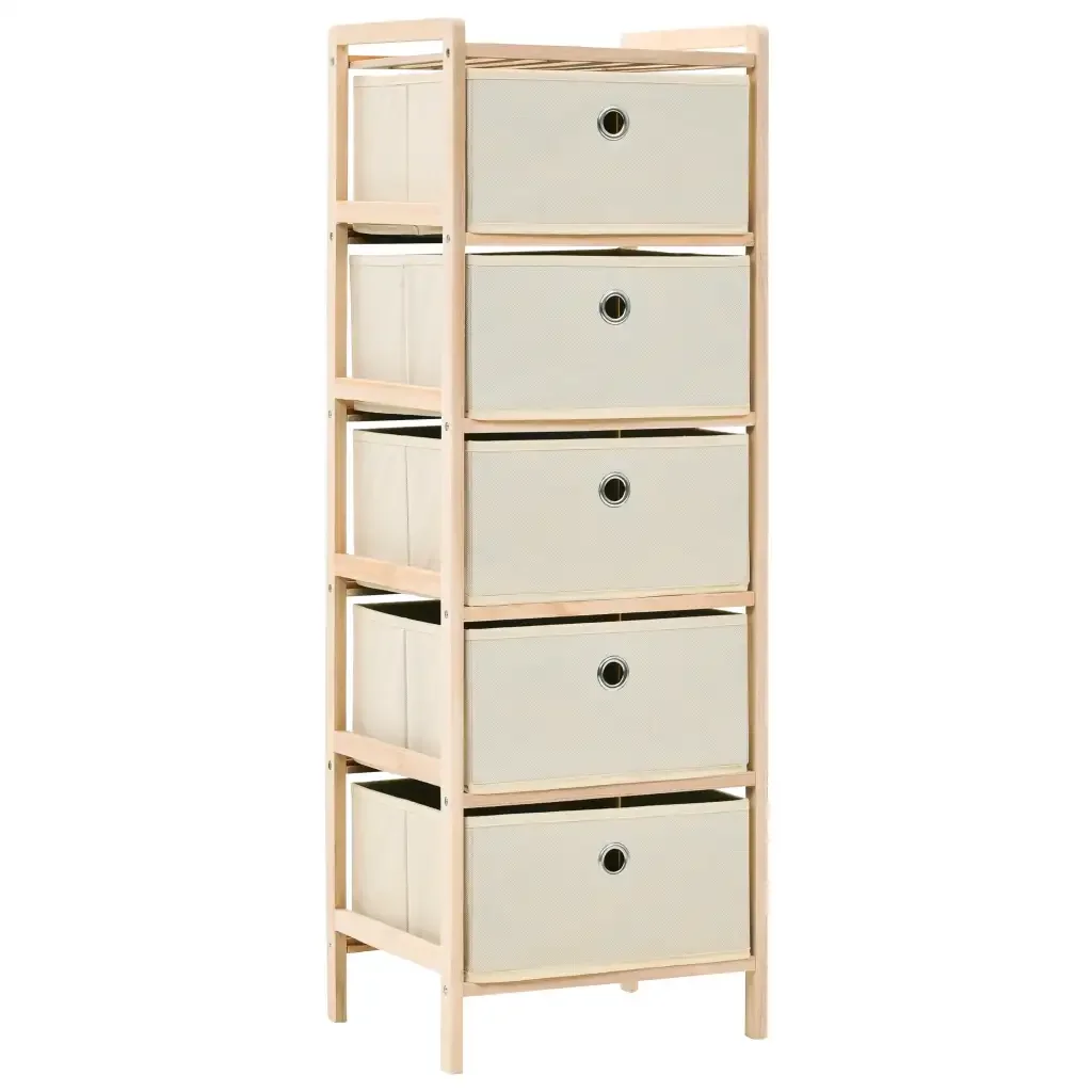 

Storage Rack with 5 Fabric Baskets Cedar Wood Beige Lightweight Assemble Storage Rack For Bedroom Living Room New Arrival