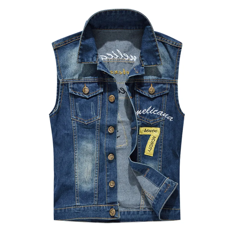 dark blue denim vest