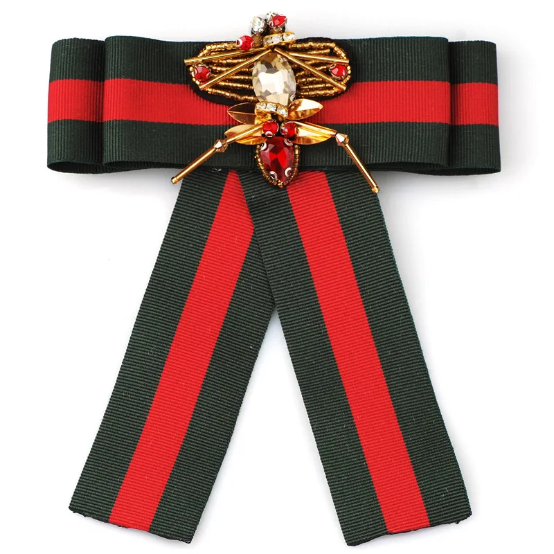 

Europe And America Exaggeration Big Brand Ribbon Bow Brooch Bohemian Sequin Bead Bees Knit Brooch