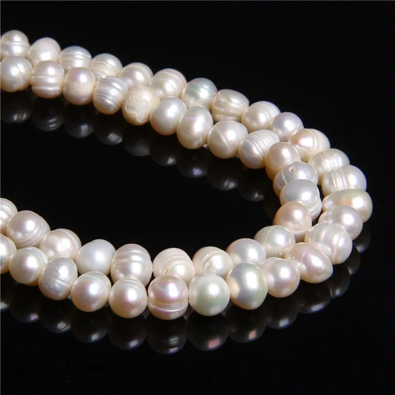 7-8mm white Бусы из настоящего натурального жемчуга, настоящий пресноводный жемчуг, бусины в стиле барокко, свободные жемчужины для самостоятельного изготовления браслетов и ожерелий, ювелирных изделий 14,5" - Цвет: 7-8mm white