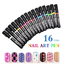 16 цветов украшения для дизайна ногтей 3D окрашенные ручки витражные шариковые ручки кисти для ногтей DIY ручки для дизайна ногтей