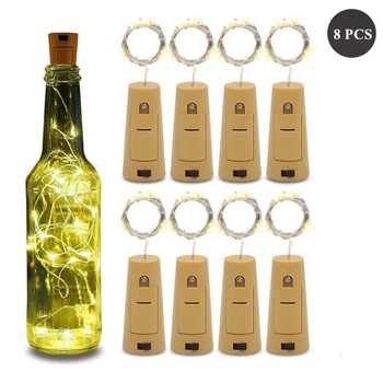 

WENHSIN 8 PCS Wine Bottle Lights with Cork, 20 LED Silver Copper Wire Fairy String Lights for DIY, Party, Christmas, Wedding