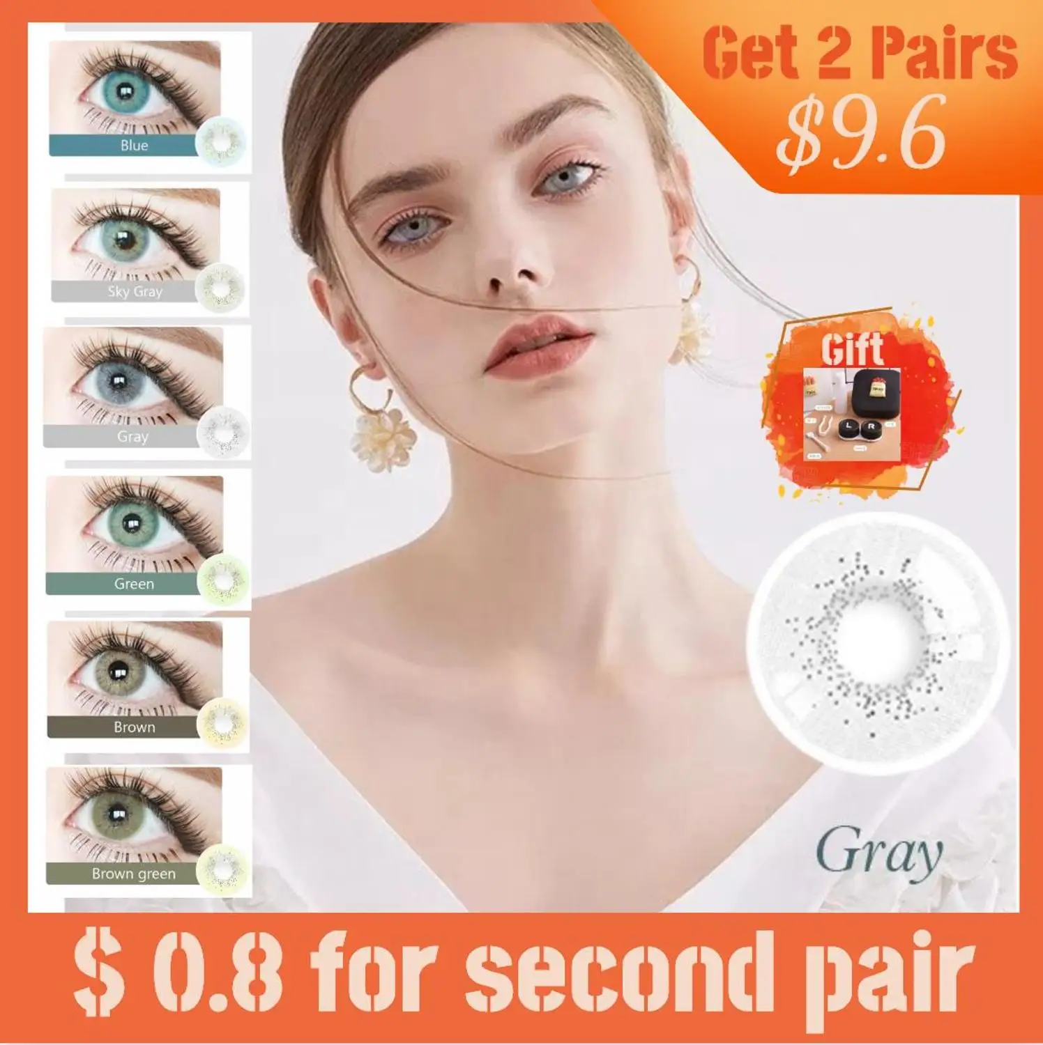

[Free Shipping] Fancylook ã€Grey Mistã€‘Colored Contact Lenses Myopic Lense with Power 0~800 7 Tone Luxury Eye Len