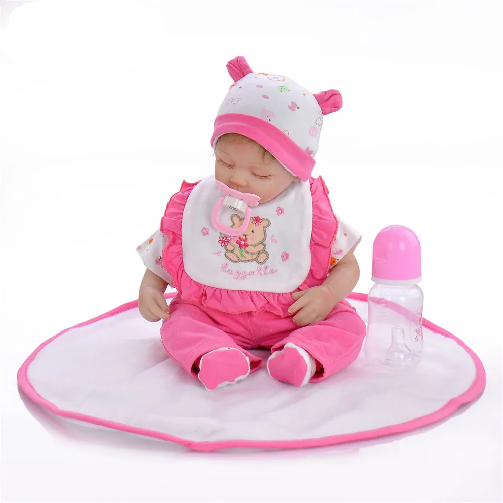 Bebes Кукла реборн 42 см девочка мальчик reborn Мягкая силиконовая кукла Boneca reborn Brinquedos детские подарки на день игрушки - Цвет: Розовый