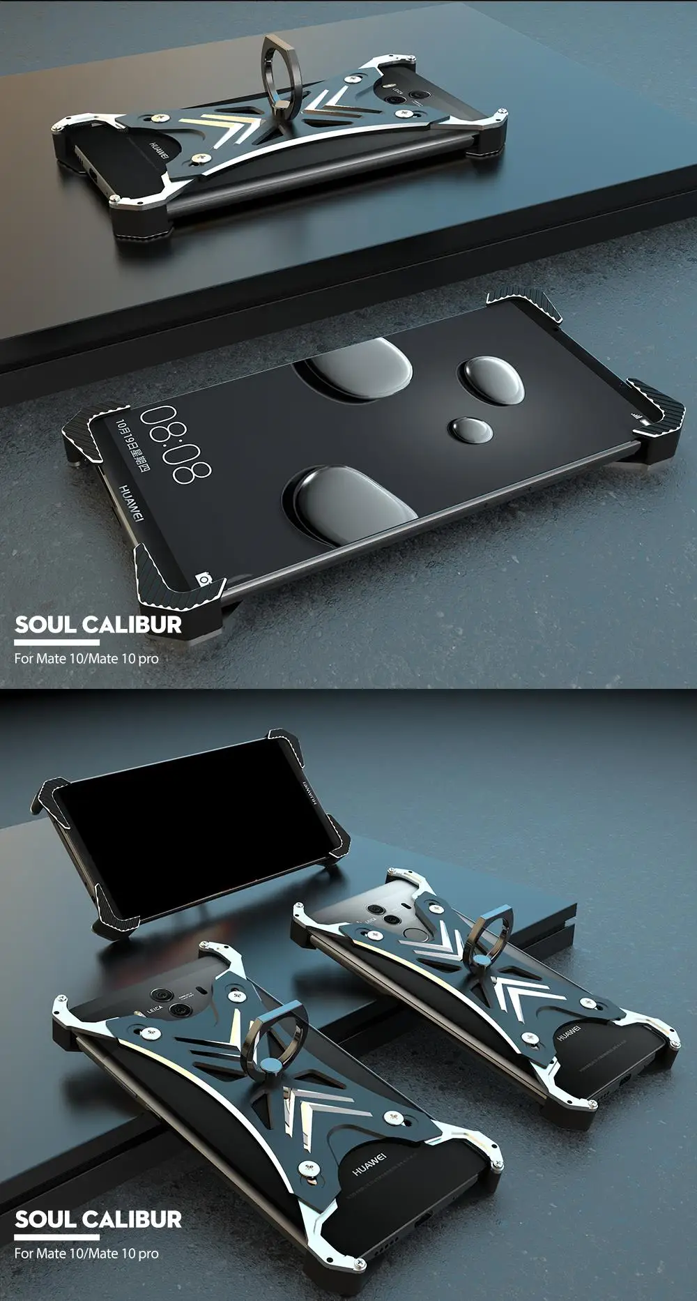 Luxury Alluminum Alloy Adjustable Ultra Light-weight Bracket Case for Huawei Mate 10 Pro Vivo X9S X9 Plus X20 Cover Metal Bumper