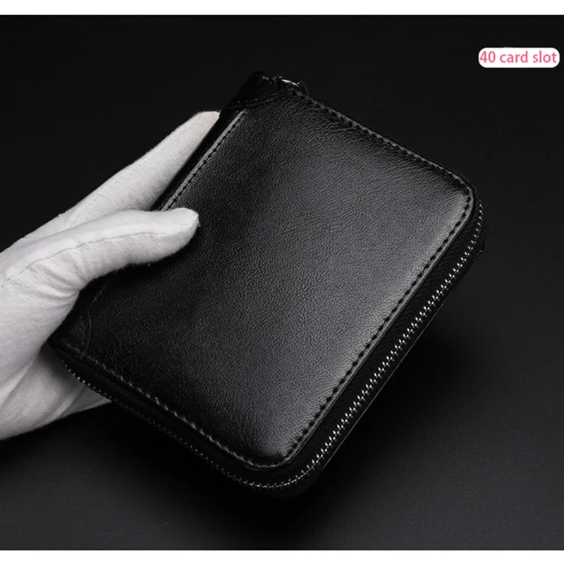Брендовый RFID кожаный мужской держатель для карт на молнии от westкрик, Женский минималистичный кредитный держатель для карт, ретро кошельки для путешествий, 40 слотов для карт