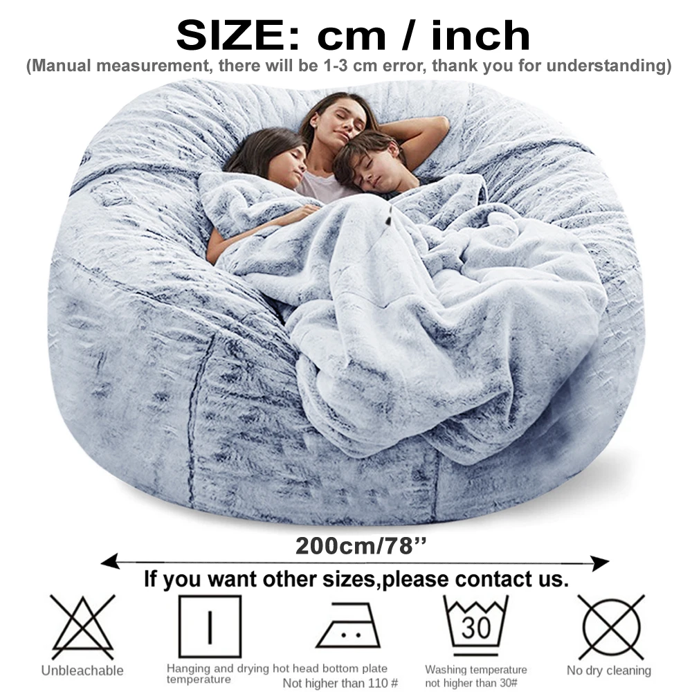 Дропшиппинг 200 см гигантский мешок для дивана большая пушистая меховая сумка