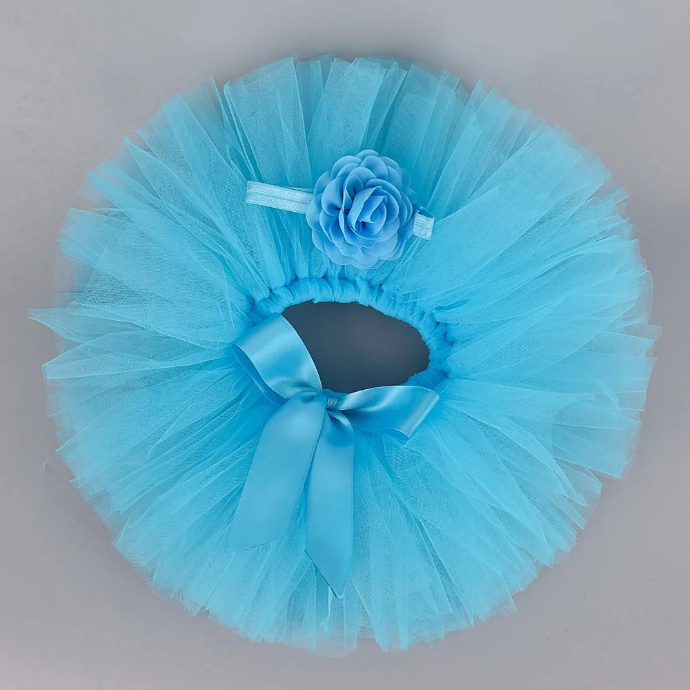 Пышная юбка-пачка для маленьких девочек, комплект цветковых оголовьев, качественная нейлоновый тюль, юбка-пачка для малышей, костюм для фотосессии для новорожденных 0-12 месяцев