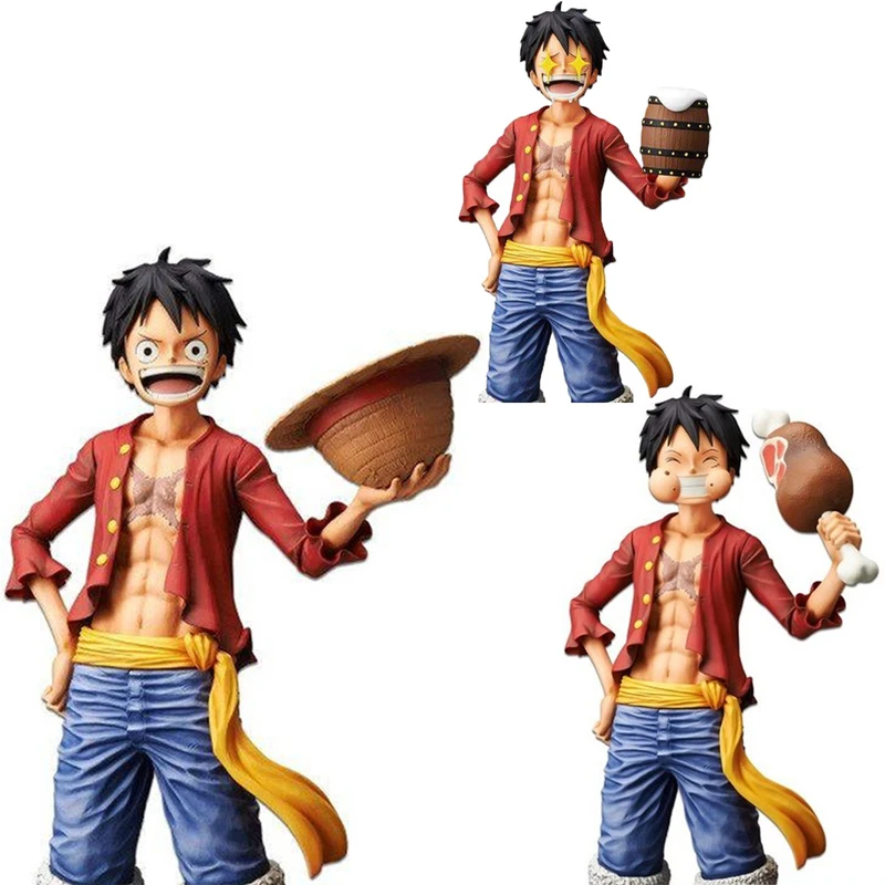 One Piece Monkey D Luffy Star Eyes Eat Meat Replaceable Face Pvc Action Figure 28cm Anime Collection Model Toys Doll Brinquedos Action Figures Aliexpress