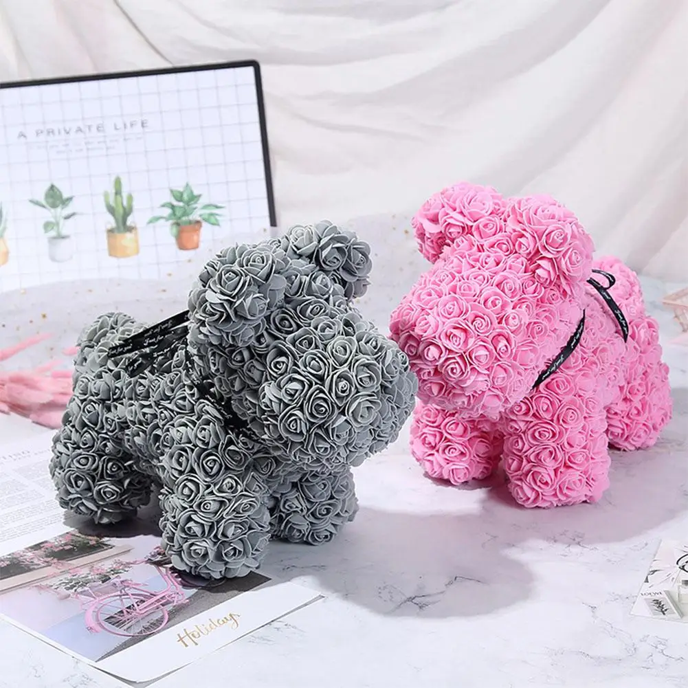 

DishyKooker Artificial Rose Flowers Dog Shape Doll Toy Home Wedding Festival Birthday Party DIY Decoration