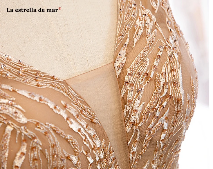 Vestido formatura новые кружевные платья с кристаллами и v-образным вырезом цвета шампанского, золотого цвета, сексуальные платья для выпускного вечера с русалочкой, длинные торжественные платья jurken, большие размеры