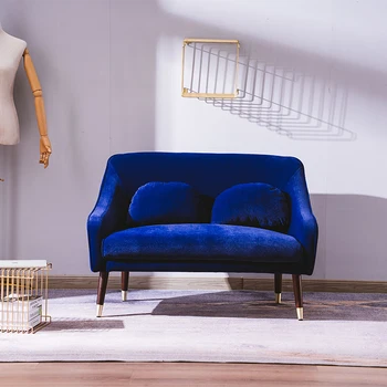 

Nordic Style Iron Metal Matte Velvet oblong straight double-seat Sofa Chair For Dressing Coffee Living Room furniture Princess