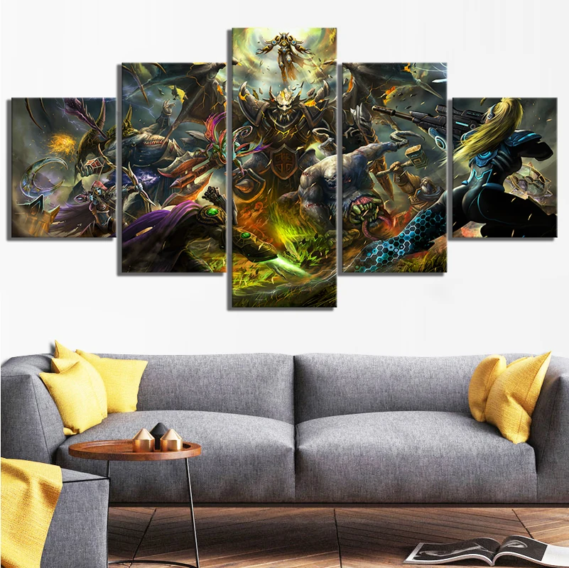 Modular Pictures Wall Art Poster HD 5 Panel Hearth Stone Heroes Of Warcraft Game Printed Canvas Painting Home Decor Living Room | Дом и сад