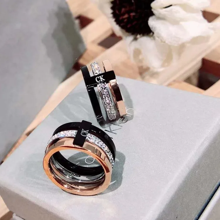 

2019 New Style Titanium Steel Rings Online Celebrity CK Lettered Fashion And Personality Korean-style Light Luxury Non-mainstrea