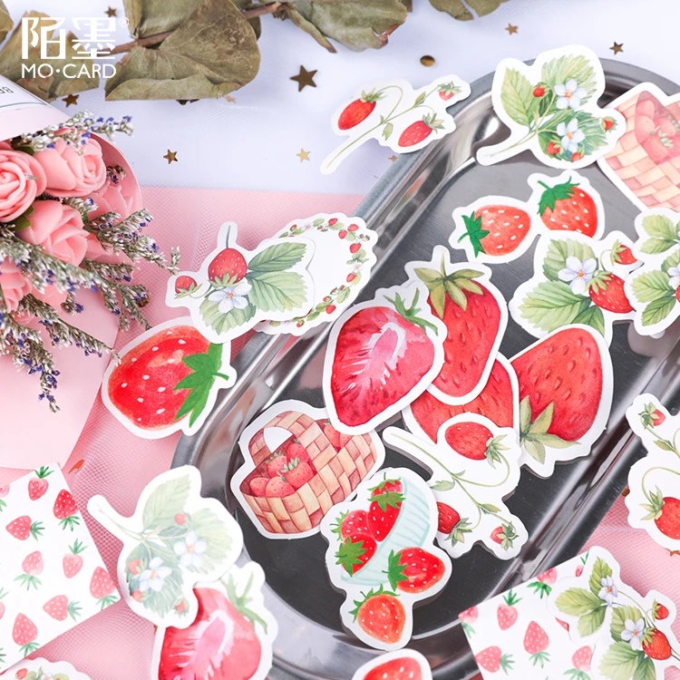 

30pack Fruit Cheese Strawberry Sticker Sweet Delicious Diary Album Student Stationery Scrapbook Making Card Bookmark Adhesive