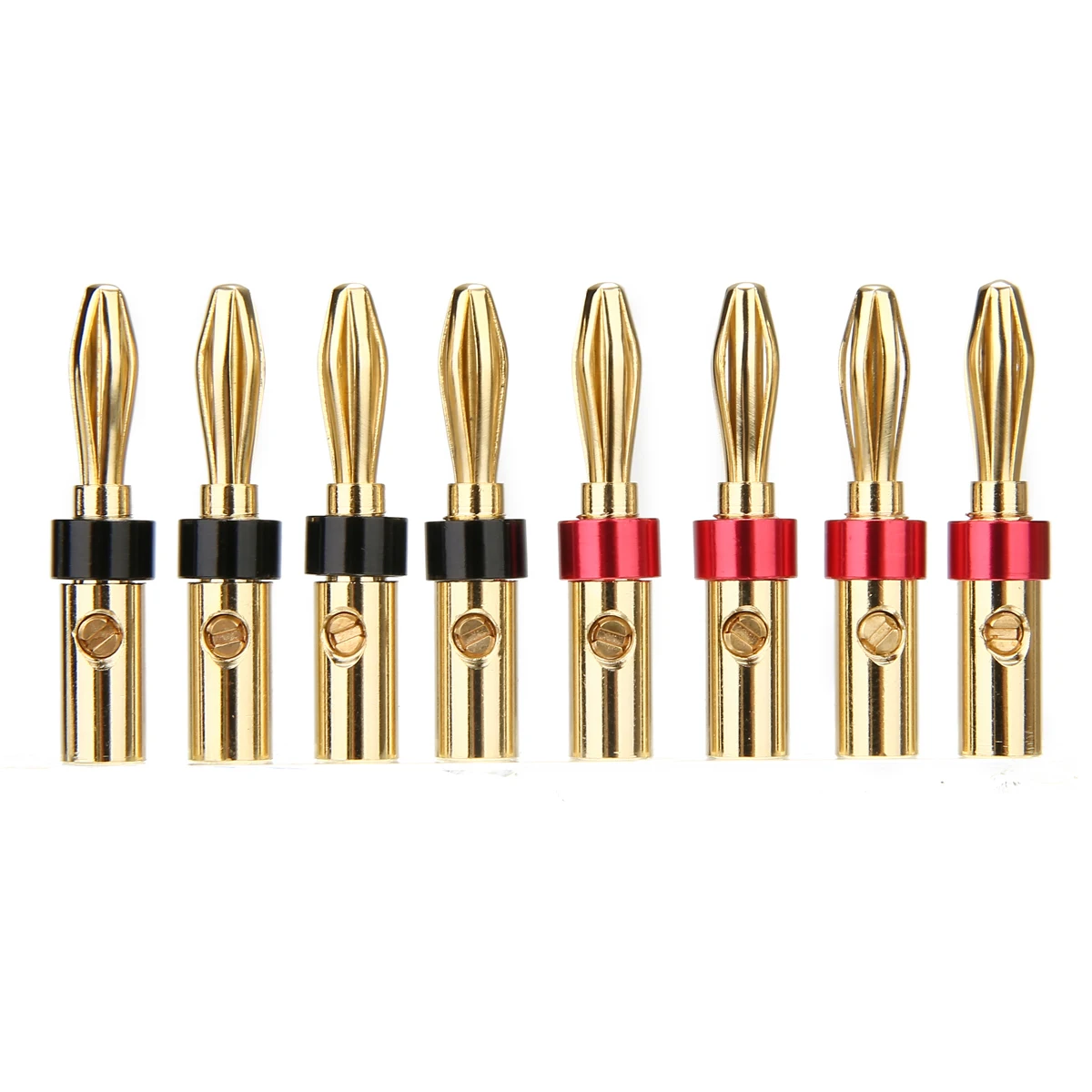 

8pcs 4mm Musical Audio Speaker Cable Wire Banana Plug Connector Red+Black Gold Plated Musical Speaker Cable Wire Pin Connecter