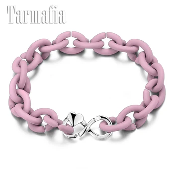 

1pc 21 cm 2020 New Bohemia Bracelet Silver Color Charm Rubber X Chain Bracelets For Women Party Fine Jewelry