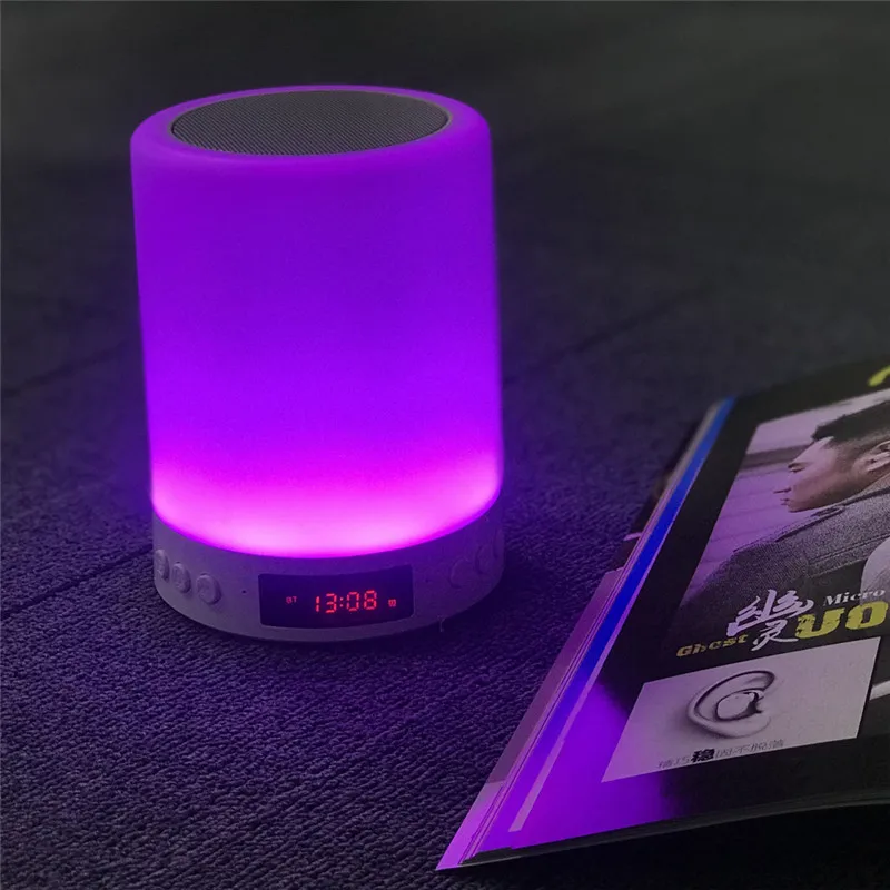 Мини книжный беспроводной Bluetooth динамик бытовой Красочный светодиодный ночник s с будильником