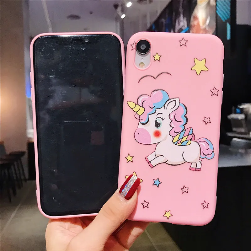 Милый мультяшный чехол с единорогом для iPhone 11 задняя крышка звезды замок 12 Pro Max X XS