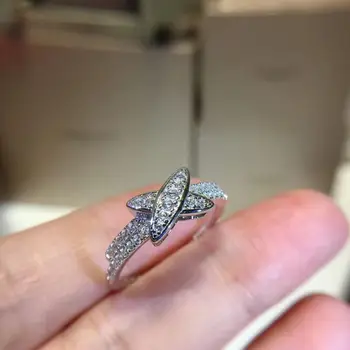 

S925 sterling silver European and American fashion popular silver X design personality rhinestone ring