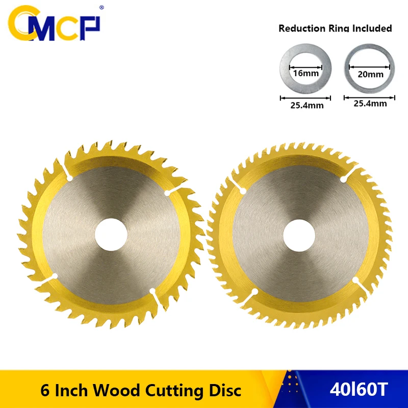 

CMCP 6 Inch Woodworking Saw Blade TiN Coated TCT Circular Saw Blade For Power Tool 40/60 Teeth Carbide Cutting Disc