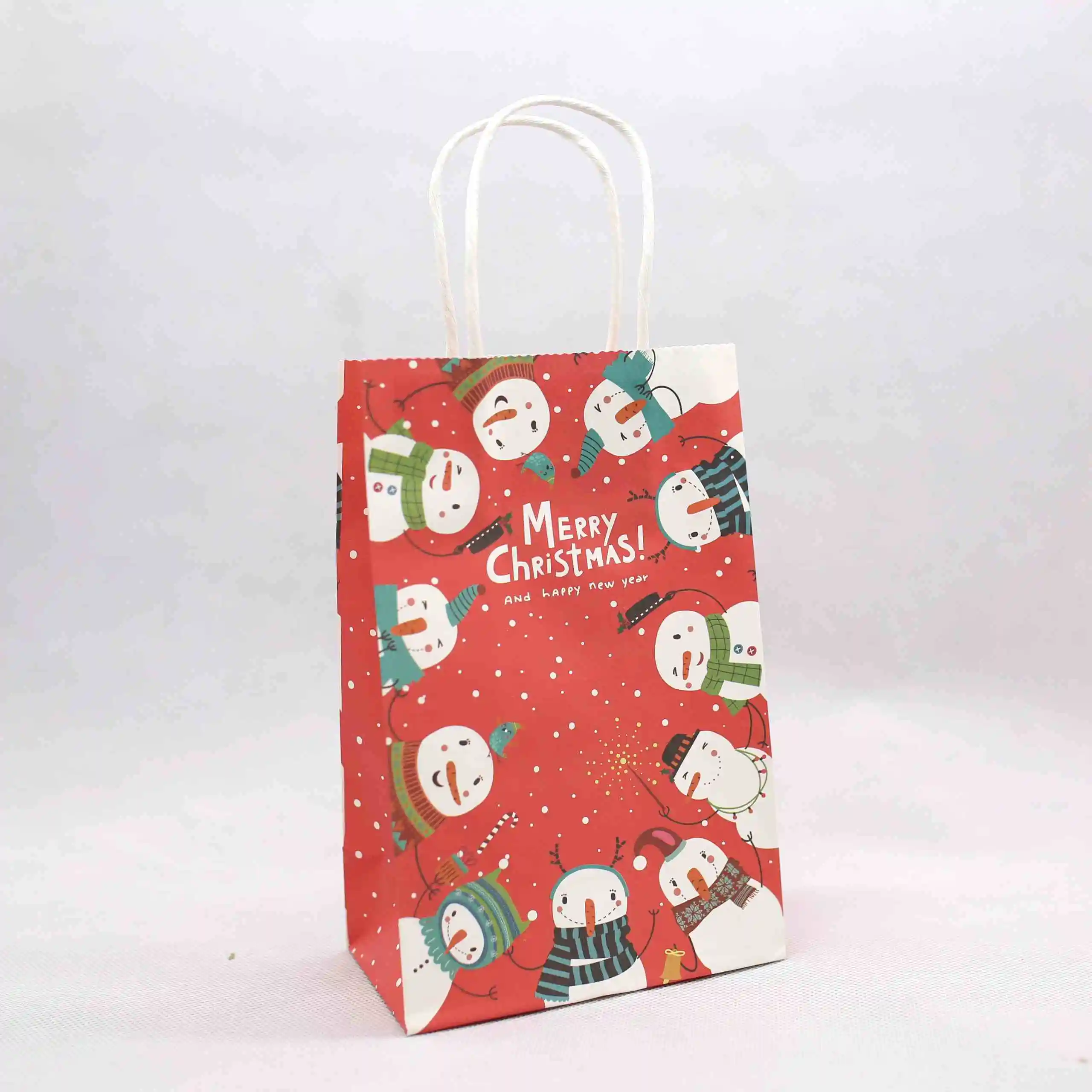 Счастливого Рождества Подарочный пакет из крафт-бумаги, бумажный подарочный пакет с ручками 21x13x8 см 10 шт./лот - Цвет: N11