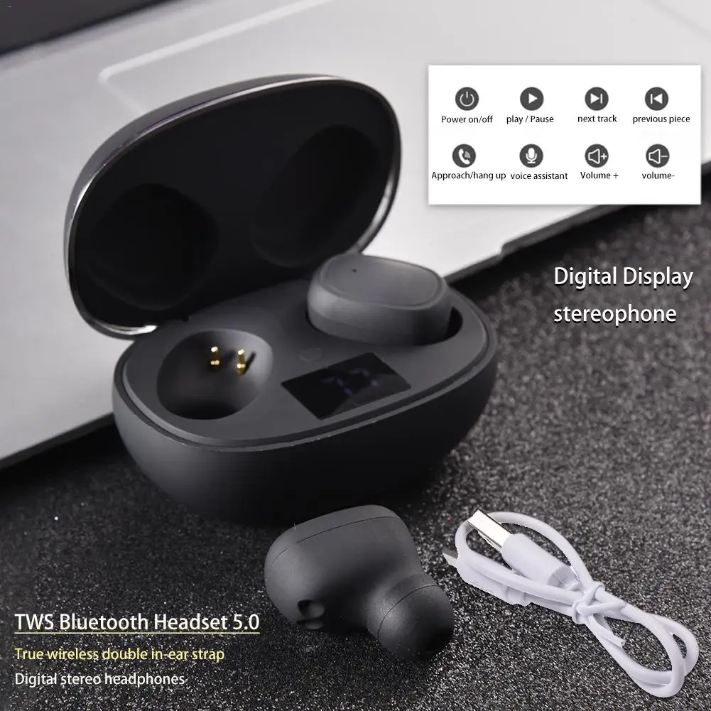 Новинка, TWS, Bluetooth наушники, гарнитура, 5,0, настоящая беспроводная, двойная, в уши, цифровой дисплей, стерео наушники, интеллектуальное шумоподавление