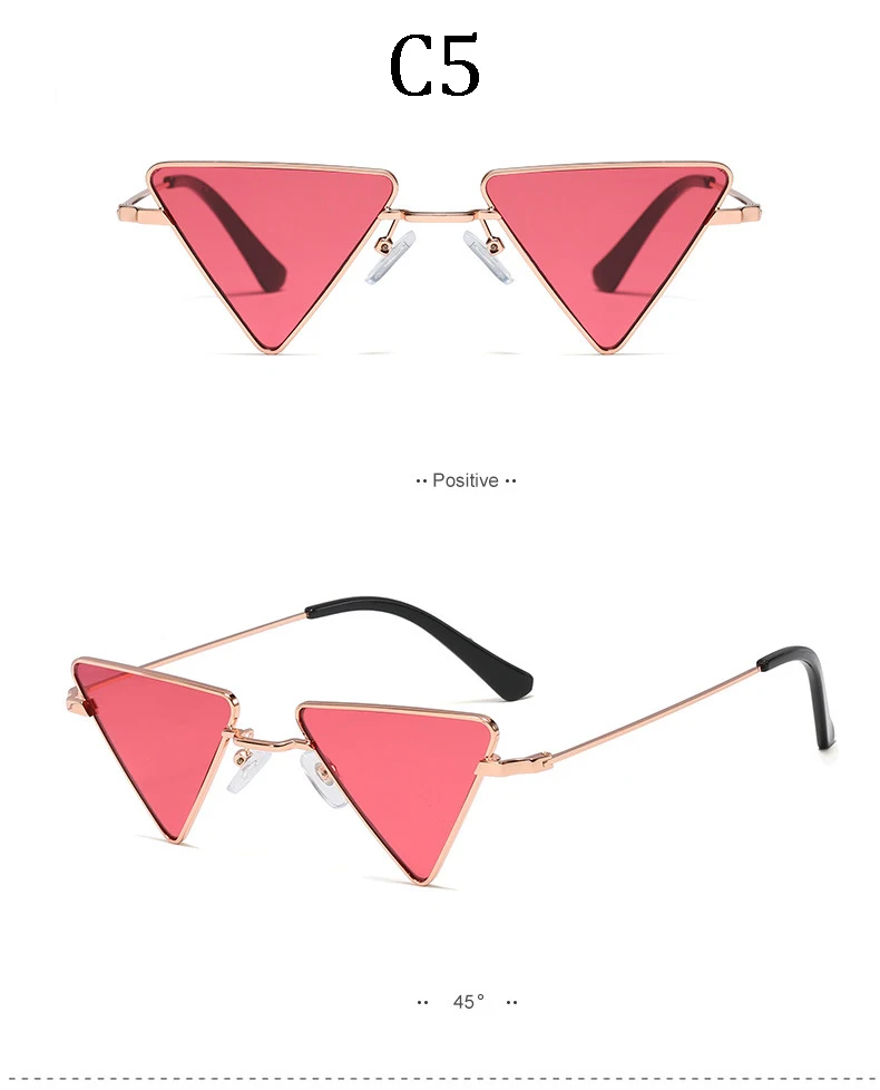 Роскошные брендовые треугольные солнечные очки градиентные линзы солнцезащитные очки для женщин и мужчин металлическая оправа высокого качества 93318