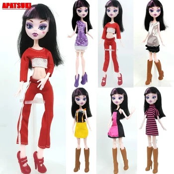 

1pc Fashion One-Shoulder O Neck Outfits Dress For Monster High Doll Sets Tops Pants Clothes for Monster Doll Accessories Kid Toy