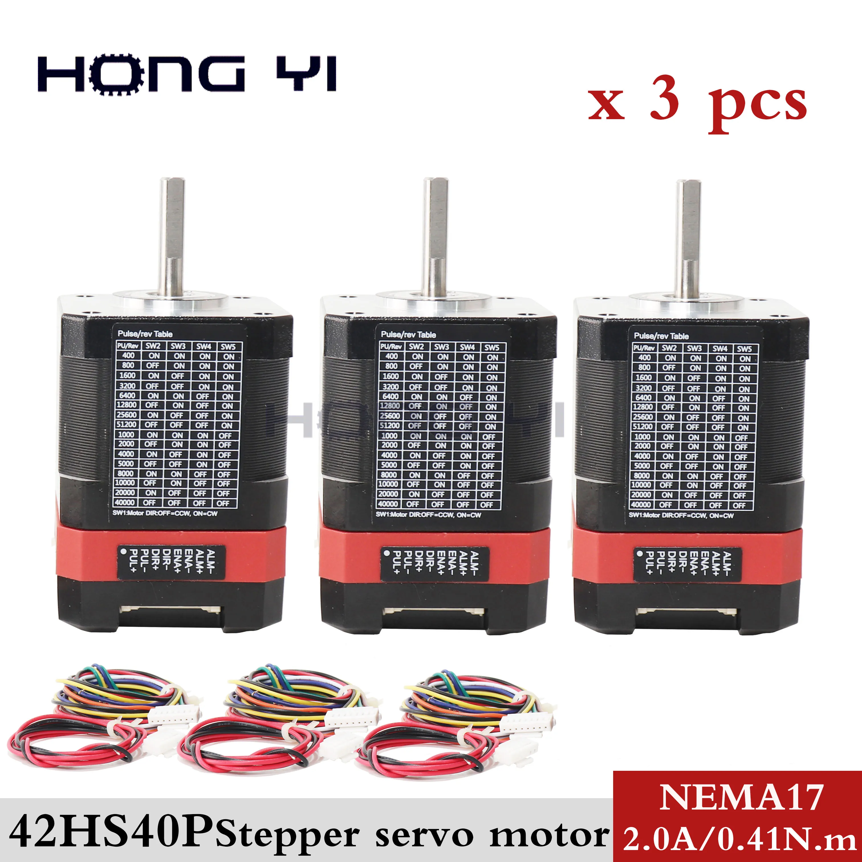 

3pcs 0.41N.m 41Oz-in 2.0A 40mm Nema17 Integrated stepper Servo Motor with Drive