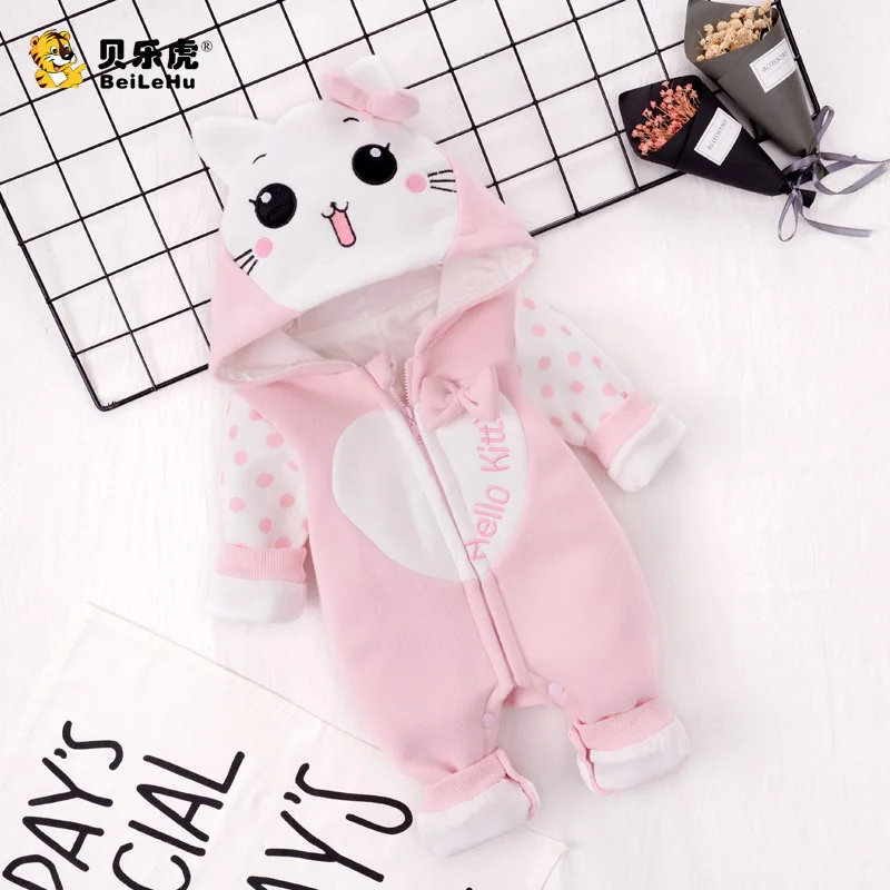 

Female Baby Jumpsuit Autumn And Winter Primary Newborn Infant Spring And Autumn Coat Cute BABY'S FIRST Month Nursing Romper Prin